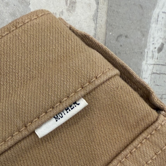 MOTHER Tan High-Waist Denim with Branded Button - Picture 6 of 6